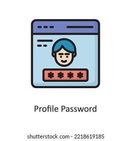 Ilustración de diseño de iconos de esquema rellenado por el vector de contraseña de perfil. Símbolo de computación en nube sobre archivo EPS 10 de fondo blanco