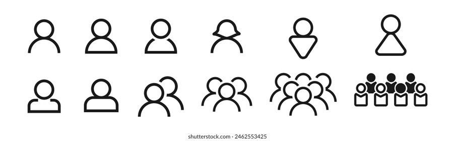 Profile and people silhouette collection. Avatar line profile icon in silhouettes