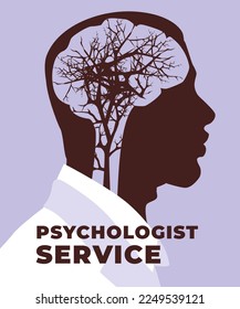  profile of a person with a brain disorder. A psychological metaphor for the treatment and maintenance of illness. Vector flat illustration