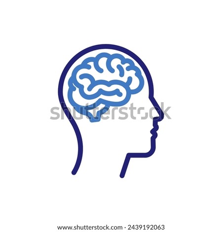 Profile of a person with a brain thin line icon. Vector illustration symbol for psychological insight, personality, and cognitive function concept
