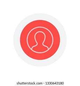 Profile, person in circle. Icon in colored circle with gray bold border. Web button, modern flat design