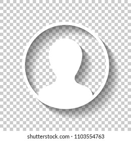 Profile, person in circle. White icon with shadow on transparent background