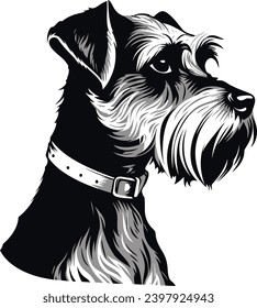 
Profile of phantom schnauzer with collar black vector illustration