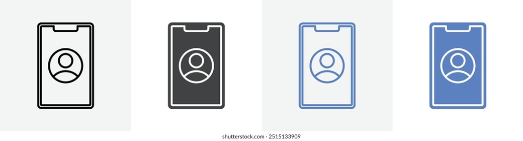 profile in phone icon vector set use for web ui or app