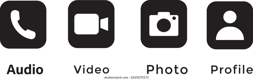 profile, photo, call, address, video icon. audio and video vector icons symbol illustration
