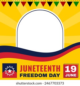 Profile Photo Frame Juneteenth Freedom Day Celebration for Social Network Account or Campaign Banner. Juneteenth Flag.