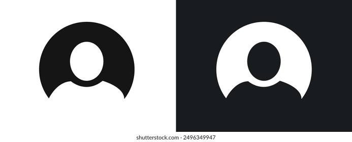 Vector de conjunto de gráficos lineales de icono de foto de perfil en negro