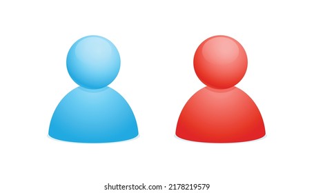 Profile photo placeholder icon design. Blue and red icons for avatar placeholder. User interface design. Vector illustration.