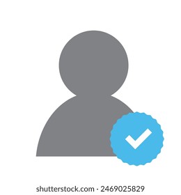 Profile photo placeholder icon design with verified icon for account verification. Vector Illustration.