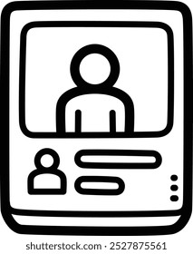 Profile picture doodle vector icon and illustration