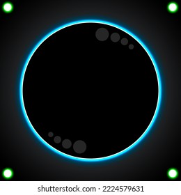 Profile Picture Frame Light Blue Neon Circle with Dot Decoration Futuristic Vector Design Illustration. Suitable for Social Media Post.