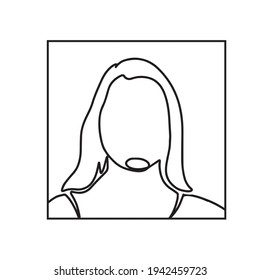 Profile picture icon one line illustration. Female profile logo. Continuous line drawing of a woman face. Vector illustration.