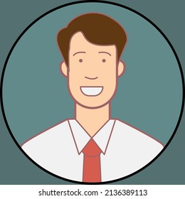 Profile Picture For Mobile Apps User. White Male Business Man In Early Career. Flat Vector Illustration Design