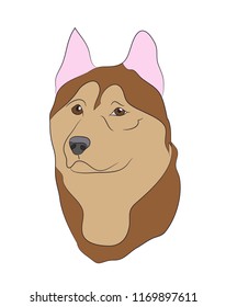 profile portrait of a dog, look down, vector, white background