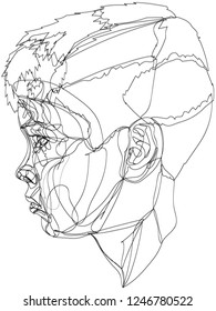 Profile portrait in profile. Stencil portrait of a boy. Abstract image of a man's head.