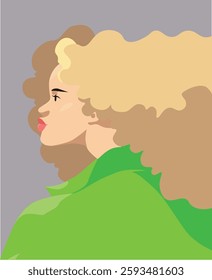 profile potrait or head of woman with a blonde. vector stock flat illustration