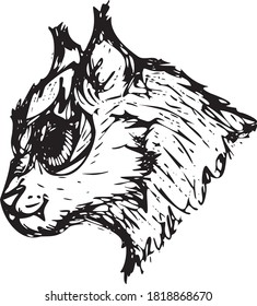 
profile of a predatory cat with protruding fangs