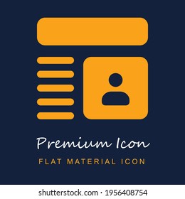 Profile premium material ui ux isolated vector icon in navy blue and orange colors