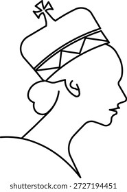 Profile of Queen Wearing Crown Continuous Line Art Minimalist Drawing