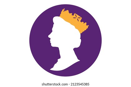 profile of royal person on purple background