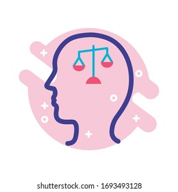 profile with scale mental health line style icon vector illustration design