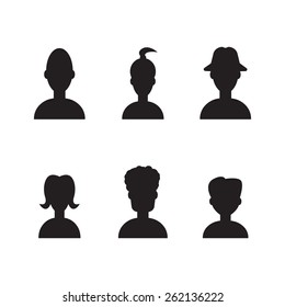 profile set. head silhouette icon. Thin lines avatar
