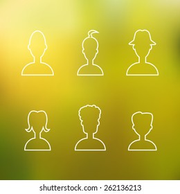 profile set.  profile icon. head silhouette. Thin lines avatar