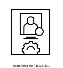 Icono de línea de configuración de perfil, signo de concepto, ilustración de vector de esquema, símbolo lineal.