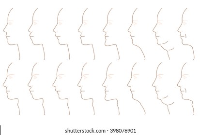 profile. The shape of the jaw.