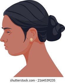 Retrato de la vista lateral del perfil de una hermosa joven
