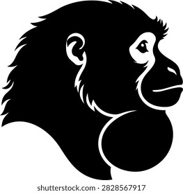 Profile silhouette of a gorilla head with silhouette