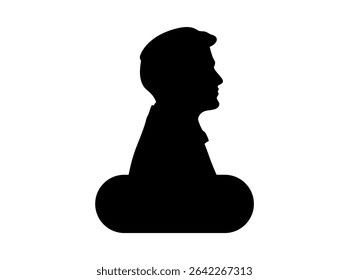 Silhueta de perfil de um homem Sentado, Uma silhueta simples, impactante de um homem sentado, visto de lado. silhueta, homem, homem, perfil, sentado, sentado, negócios, vista de perfil, pessoa, figura, preto