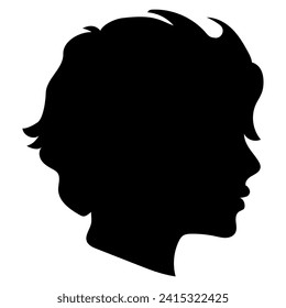 profile silhouette of a man's face with a short wavy haircut