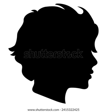 profile silhouette of a man's face with a short wavy haircut
