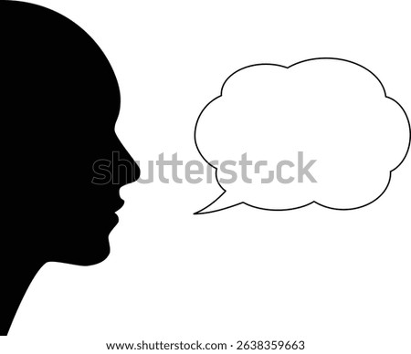 Profile silhouette of a person and speech bubble