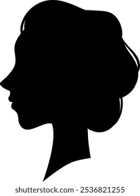 Profile silhouette of a woman with long hair, creating a simple yet elegant representation of female beauty