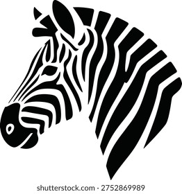Profile silhouette of a zebra head with distinct stripes, representing wild animals and graphic design elements