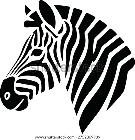 Profile silhouette of a zebra head with distinct stripes, representing wild animals and graphic design elements