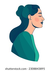 profile smiling young woman icon isolated