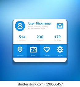 Profile for social media. Minimal application for web or mobile devices. Eps 10