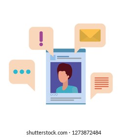 profile social network man with speech bubble