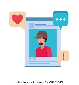 profile social network man with speech bubble