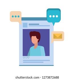 profile social network man with speech bubble