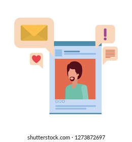 profile social network man with speech bubble