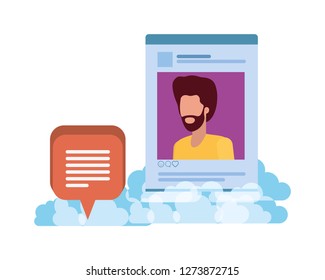 profile social network man with speech bubble