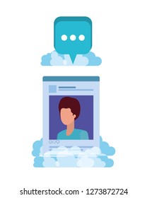 profile social network man with speech bubble