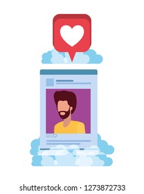profile social network man with speech bubble