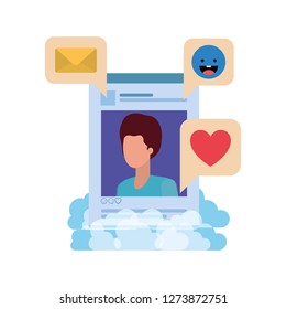 profile social network man with speech bubble