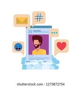 profile social network man with speech bubble