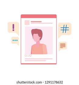 profile social network man with speech bubble